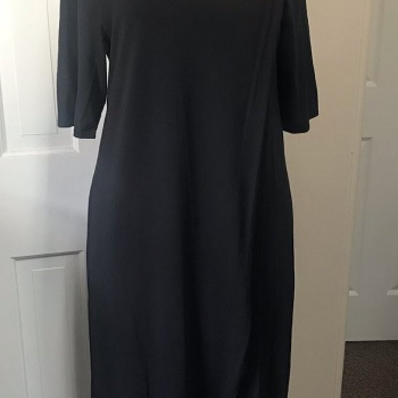 Mododoc Crossover Front Faux Wrap Knit Dress Black - Picture 4 of 6